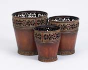 80276 Set/3  Metal Planters