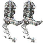 UE113  3/4" RHINESTONE BOOT EARRINGS
