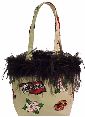 OSU Hawaiian design purse with feather trim