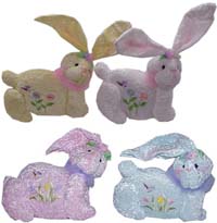 183220  8" Fancy Velour Bunny Set **Pkg of 4 Asst**