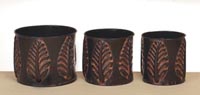 78211 Round Metal Planters Leaf Design