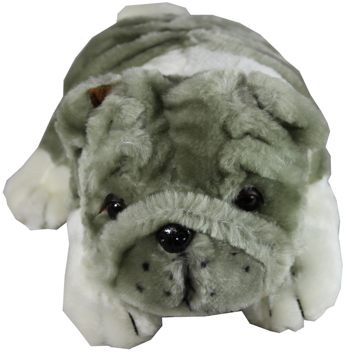 gray bulldog stuffed animal