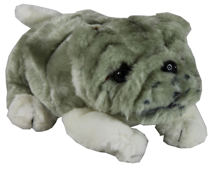 gray bulldog stuffed animal