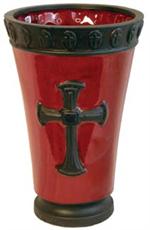 CMG2017 11" Burgandy Cross Vase