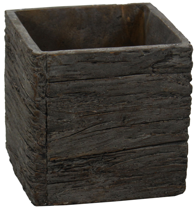 EGG0015 5" Aged Wood Look Square Vase