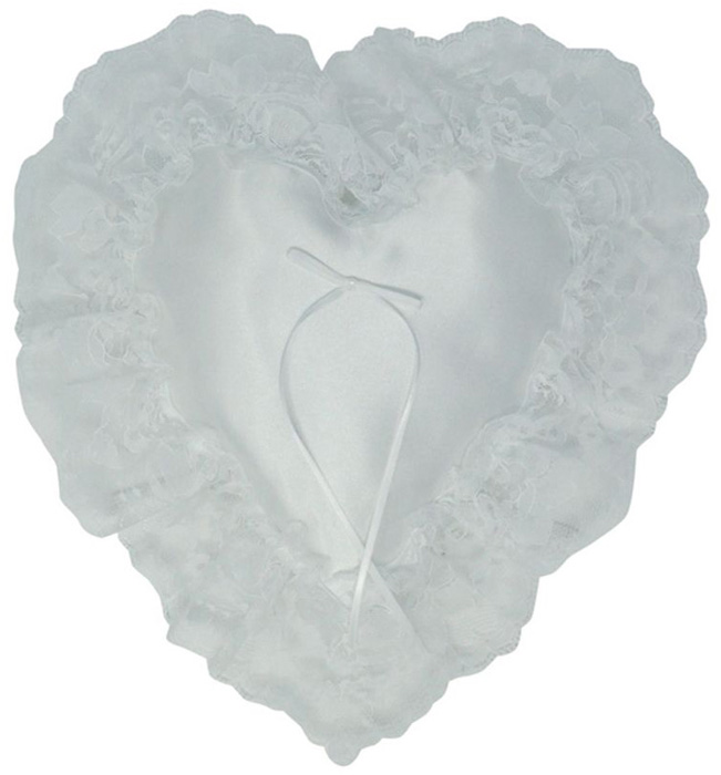 MA10802 12" Lace Ruffle Edge Heart Pillow Pair